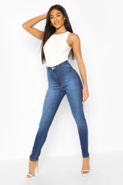 Power Stretch Skinny Jeans Mit Super Hohem Bund -Mode für Sie Geschäft dzz06284 mid20blue xl 3
