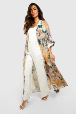 Maxi-Kimono Mit Blumenprint