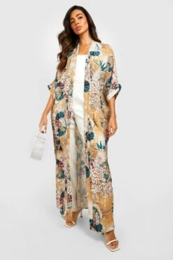 Maxi-Kimono Mit Blumenprint -Mode für Sie Geschäft dzz35833 mustard xl 2