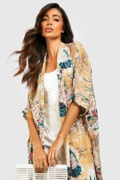 Maxi-Kimono Mit Blumenprint -Mode für Sie Geschäft dzz35833 mustard xl 3