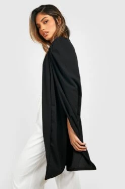Langes Cape Aus Crepe-Stoff -Mode für Sie Geschäft dzz77562 black xl 1