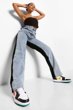 Colorblock Boyfriend-Jeans Mit Acid-Waschung -Mode für Sie Geschäft fzz02520 ice20blue xl 3