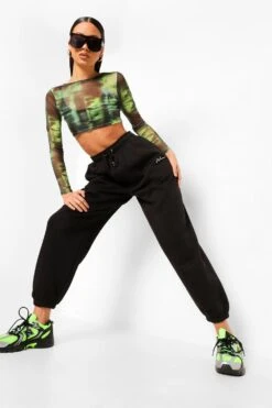 Oversize Jogginghose Mit Woman-Stickerei -Mode für Sie Geschäft fzz02770 black xl 2