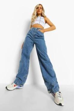 Boyfriend-Jeans Mit Knopfdetail Am Saum -Mode für Sie Geschäft fzz04237 mid20blue xl 2