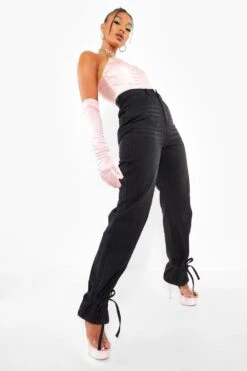 Straight Leg Jeans Mit Knöchelbindung -Mode für Sie Geschäft fzz06563 washed20black xl 2