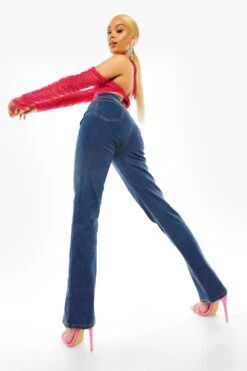 Straight Leg Slim Fit Jeans Mit Frontschlitz -Mode für Sie Geschäft fzz07955 dark20blue xl 1