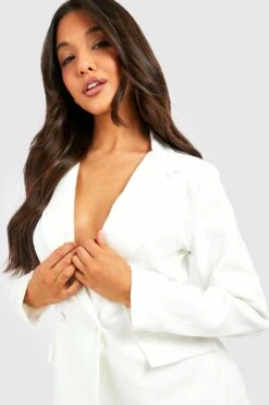 Blazer Mit Tiefem Ausschnitt -Mode für Sie Geschäft fzz11654 ivory xl 3