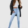 Zerrissene Skinny Jeans Mit Asymmetrischem Saum 1 Zerrissene Skinny Jeans Mit Asymmetrischem Saum -Mode für Sie Geschäft fzz11668 light20blue xl