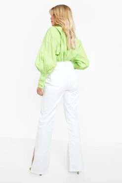 Weite Jeans Mit Geteiltem Saum -Mode für Sie Geschäft fzz11671 white xl 1