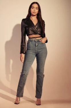 Zerrissene Jeans Mit Weitem Bein