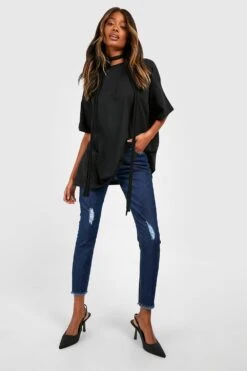 Zerrissene Skinny Jeans Mit Ausgefranstem Saum