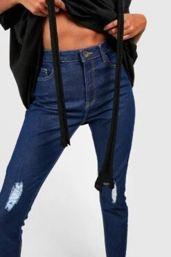 Zerrissene Skinny Jeans Mit Ausgefranstem Saum -Mode für Sie Geschäft fzz13296 indigo xl 3