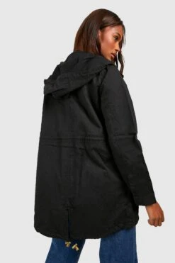 Twill Regenjacke Mit Kapuze -Mode für Sie Geschäft fzz15849 black xl 1
