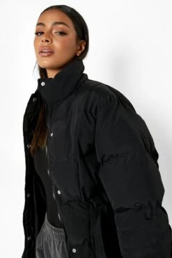 Steppjacke Mit Gürtel-Detail -Mode für Sie Geschäft fzz16006 black xl 3