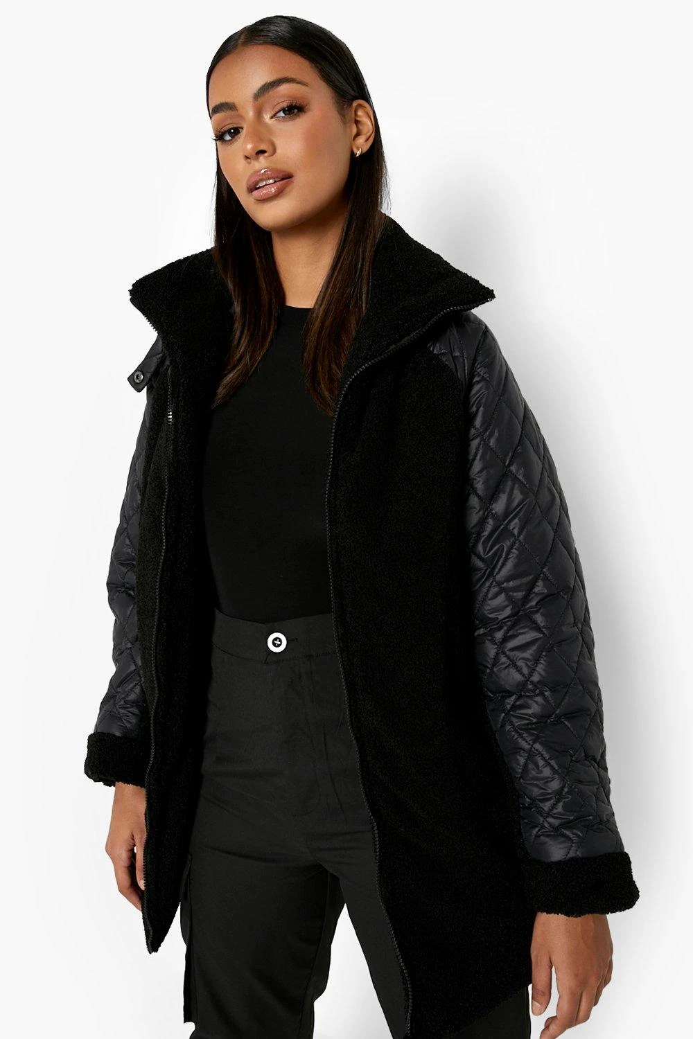 Oversize Teddyjacke Mit Gesteppten Ärmeln 3 Oversize Teddyjacke Mit Gesteppten Ärmeln