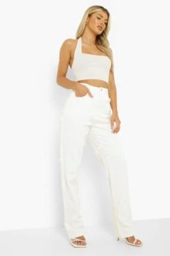 Gerade Jeans Mit Sternen -Mode für Sie Geschäft fzz18506 white xl 2