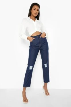 Zerrissene Mom-Jeans Mit Hohem Bund -Mode für Sie Geschäft fzz33825 dark20blue xl 3