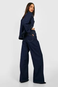 Basics Weite Jeans Mit Hohem Bund -Mode für Sie Geschäft fzz34990 indigo xl 1