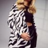 Oversize Blazer Mit Zebraprint -Mode für Sie Geschäft fzz38459 black xl