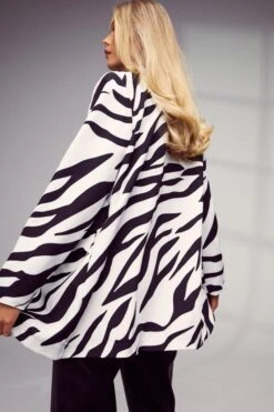 Oversize Blazer Mit Zebraprint -Mode für Sie Geschäft fzz38459 black xl 1