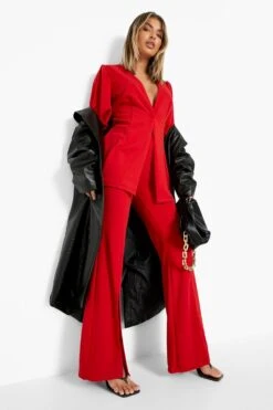 Blazer Mit Volumenärmeln Und Tiefem Ausschnitt 8 Blazer Mit Volumenärmeln Und Tiefem Ausschnitt -Mode für Sie Geschäft fzz38918 red xl 2