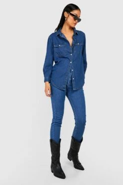 Skinny Jeans Mit Ausgefranstem Saum -Mode für Sie Geschäft fzz40665 mid20blue xl 2