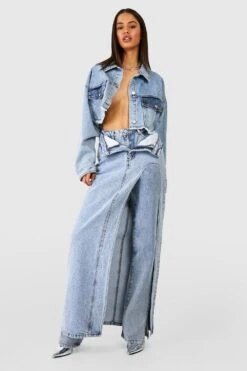 Gerade Jeans Mit Hohem Bund Und Schlitz -Mode für Sie Geschäft fzz68782 light20blue xl 3