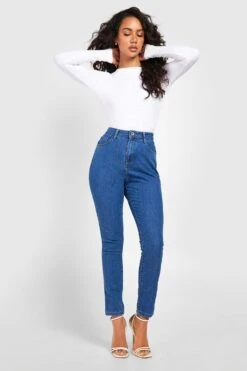 Basics Skinny Jeans Mit Hohem Bund -Mode für Sie Geschäft fzz70136 mid20blue xl 2