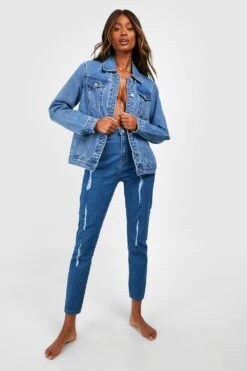 Skinny Jeans Mit Hohem Bund -Mode für Sie Geschäft fzz70486 mid20blue xl 3