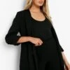 Jersey Crepe-Blazer Mit Gerafften Ärmeln 1 Jersey Crepe-Blazer Mit Gerafften Ärmeln -Mode für Sie Geschäft gzz00439 black xl