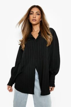 Strukturietes Oversize Hemd 9 Strukturietes Oversize Hemd -Mode für Sie Geschäft gzz01223 black xl 3