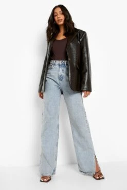 Kunstleder Blazer In Kroko-Optij -Mode für Sie Geschäft gzz01637 chocolate xl 2