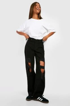 Zerrissene Basics Boyfriend-Jeans