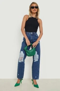Zerrissene Mom-Jeans -Mode für Sie Geschäft gzz02259 mid20blue xl 2