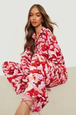 Florales Oversize Hemd -Mode für Sie Geschäft gzz03081 red xl 3