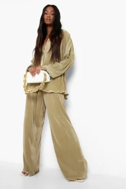 Premium Oversize Plissee-Hemd -Mode für Sie Geschäft gzz03140 khaki xl 2