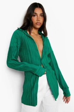 Plissiertes Oversize Hemd -Mode für Sie Geschäft gzz04705 bottle20green xl 3