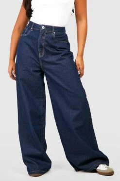 Plus Weite Jeans Mit Hohem Bund -Mode für Sie Geschäft gzz04908 dark20blue xl 3