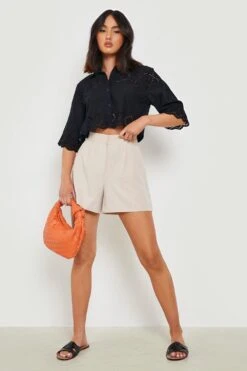 Kurzes Hemd Mit Lochmuster-Detail 8 Kurzes Hemd Mit Lochmuster-Detail -Mode für Sie Geschäft gzz07705 black xl 2