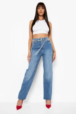 Stonewash Jeans Mit Klobiger Kette -Mode für Sie Geschäft gzz07969 stonewash xl 2