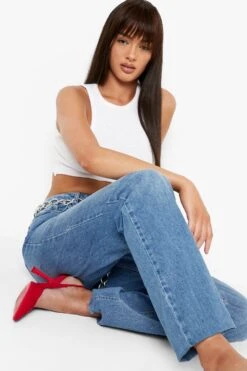 Stonewash Jeans Mit Klobiger Kette -Mode für Sie Geschäft gzz07969 stonewash xl 3