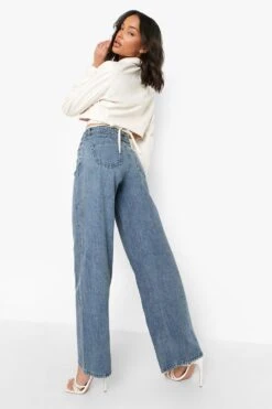 Geschnürte Shaper-Jeans Mit Weitem Bein -Mode für Sie Geschäft gzz08385 mid20blue xl 1