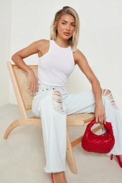 Asymmetrische Zerrissene Jeans Mit Weitem Bein 8 Asymmetrische Zerrissene Jeans Mit Weitem Bein -Mode für Sie Geschäft gzz08386 light20wash xl 2