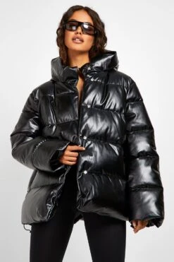 Oversize Kunstleder-Steppjacke 9 Oversize Kunstleder-Steppjacke -Mode für Sie Geschäft gzz09079 black xl 3