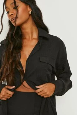 Lockeres Strukturiertes Hemd -Mode für Sie Geschäft gzz09122 black xl 3