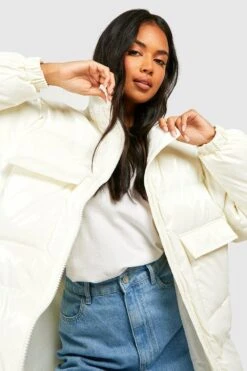 Hochglänzende Oversize Steppjacke -Mode für Sie Geschäft gzz09193 white xl 3