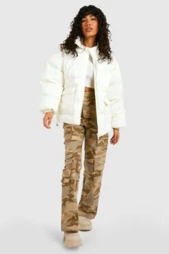 Hochglänzende Oversize Steppjacke -Mode für Sie Geschäft gzz09194 white xl 2