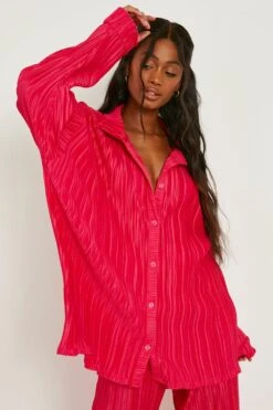 Lockeres Mattes Plissee-Hemd -Mode für Sie Geschäft gzz10430 candy20pink xl 3