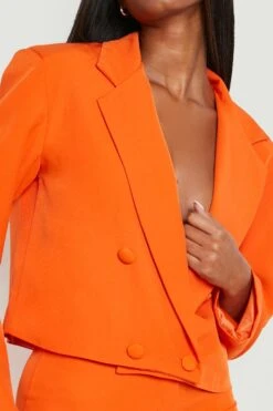 Kurzer Zweireihiger Blazer -Mode für Sie Geschäft gzz11433 orange xl 3