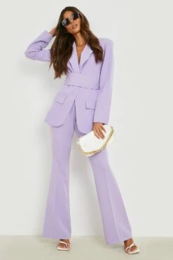 Maßgeschneiderter Blazer Mit Gürtel -Mode für Sie Geschäft gzz13118 lilac xl 2